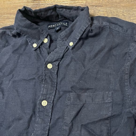 J Crew Navy Blue Oxford Shirt - ST Small linen used Mercantile Dress shirt - Picture 3 of 5